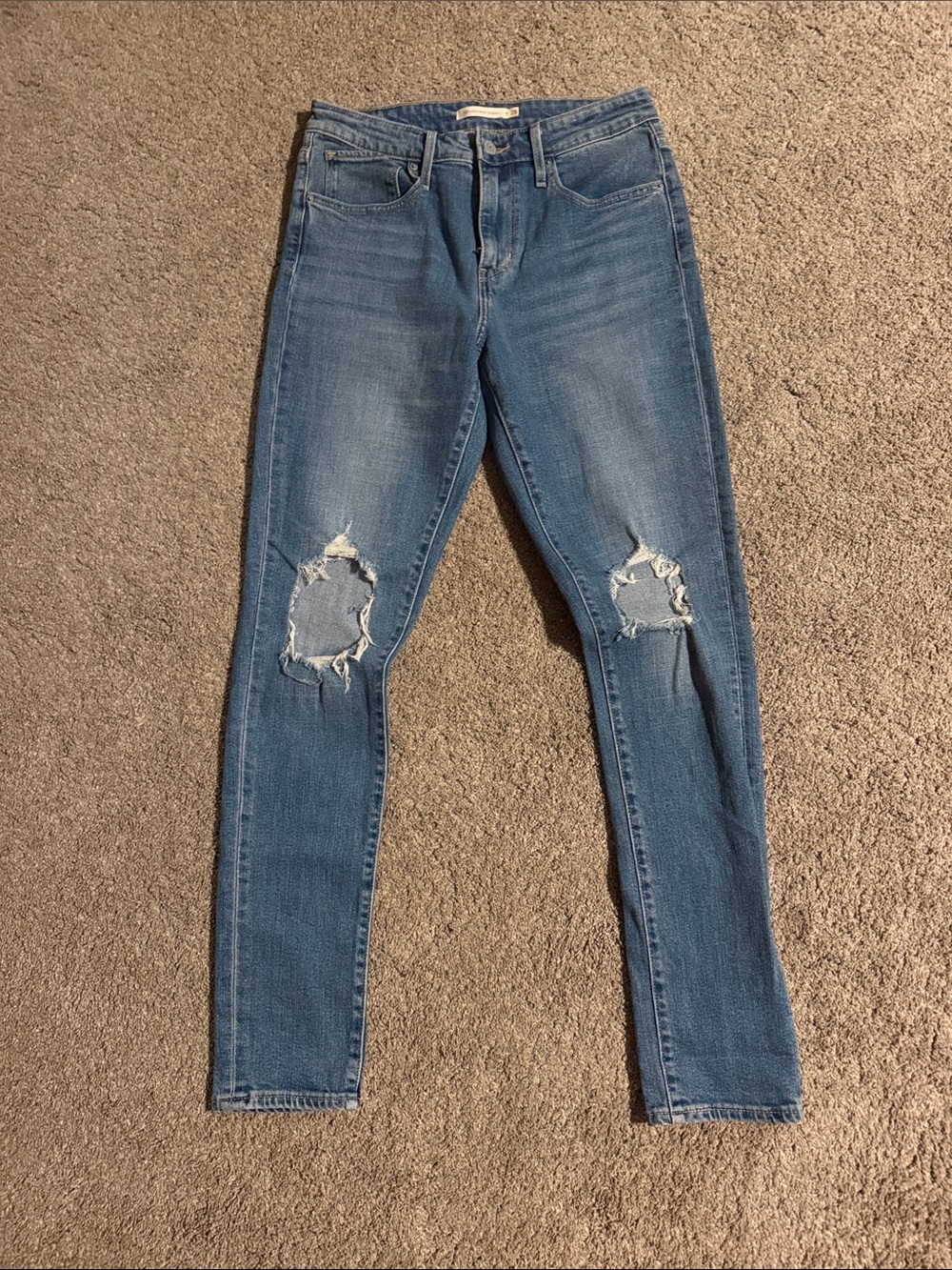Distressed High-Rise Skinny Jeans - Medium Blue